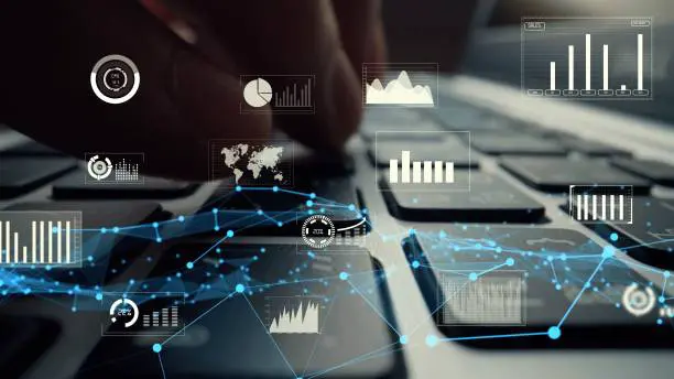 An illustration depicting digital currency transactions and technological innovation in the financial industry.